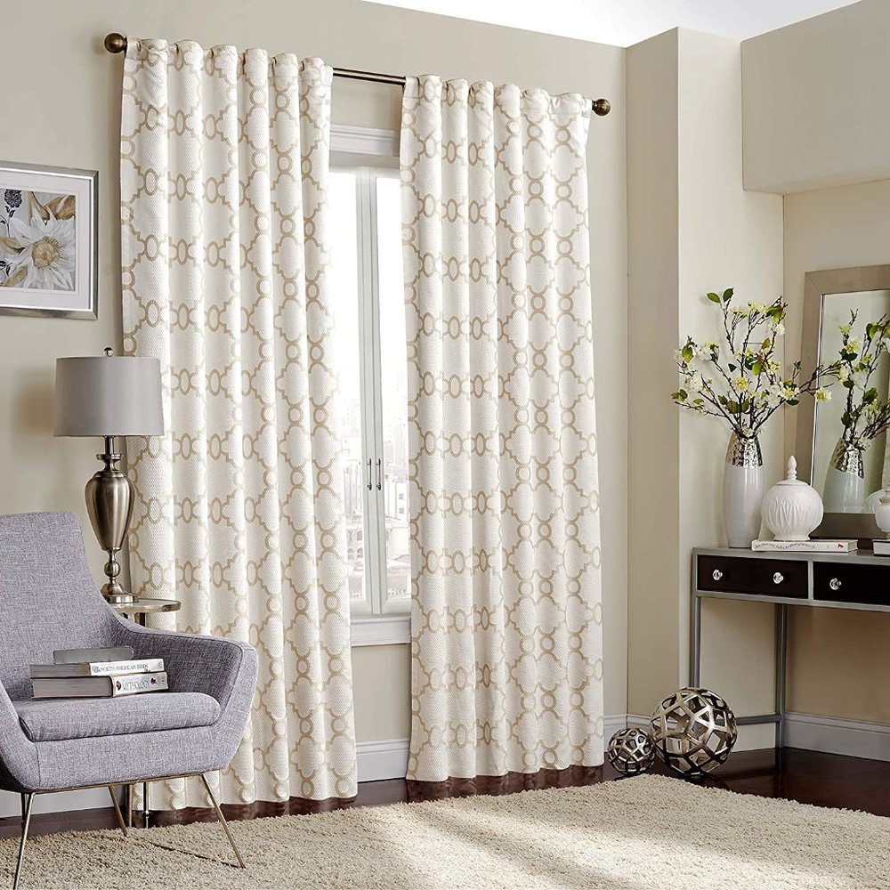New Eclipse One Rod Pocket Curtains Bedroom Single Panel Ivory 52x108 $99 T054 - Picture 2 of 2